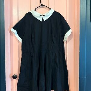 Black Dress with White Collar & Cuff - eshakti